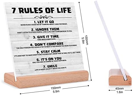 7 Правила на живот Мотивациони подароци знак за жени мажи, инспиративен декор за канцелариски биро, навивање охрабрување позитивни