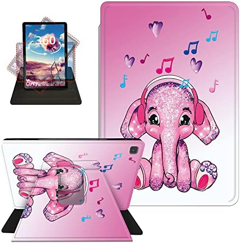 Случај за Samsung Galaxy Tab A7 Lite 8,7 инчи 2021 Ослободување на слон девојки Дизајн 360 степени ротирачки држач за вртење, jycuhtcl