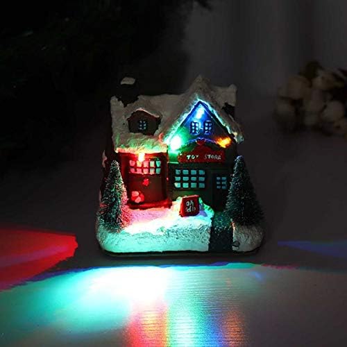 Uxzdx LED осветли мала Божиќна село куќа смола Божиќна зграда куќа подарок за Божиќ