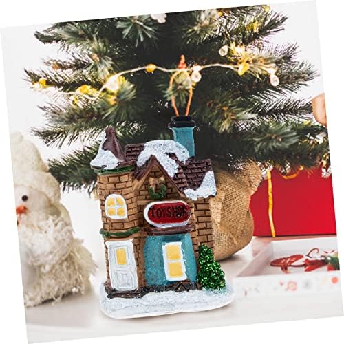 Mostoyard Miniature House Desk Topper House Ornaments Rutivity Ornaments hristmas Lights Божиќна предводена смола куќа микро куќа