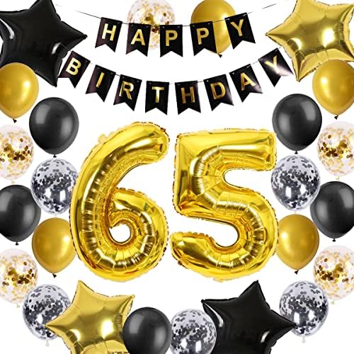 35 -ти роденденски украси Црно злато за мажи, 35 -ти роденденски транспаренти број 35 роденденски балони starвездени фолија балони за навивачи