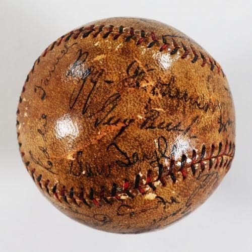 1930 Chicago Cubs & Brooklyn Robins Team -потпишан бејзбол хакер Вилсон, Габи Харнет, итн. - COA JSA - Автограмирани бејзбол