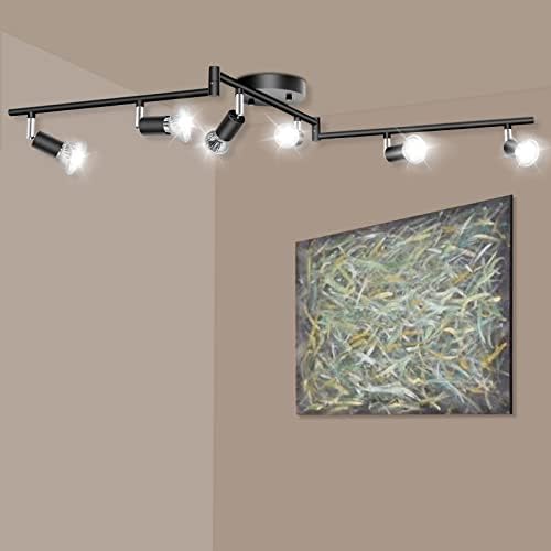 ПЕСУТЕН 6 Светла LED патека за осветлување, склоп на таванот на таванот со флексибилно ротатибилна глава, мат црна патека светло