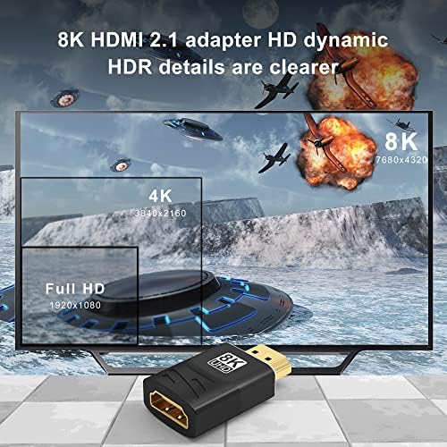 CABLEDECONN HDMI 2.1 8K Продолжен Конектор HD Адаптер 2Pack HDMI 48Gbps Машки До Женски Конвертор 8K@60Hz 4K@120hz Поддршка 3d eArc Динамичен HDR Компатибилен СО PS5 Xbox
