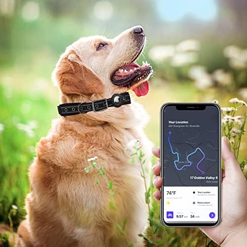 Ufandia Airtag Dog Cooch, рефлексивна јака за кучиња за кучиња GPS GPS јака и поводник сет комбо, поставен држач за куќиште на куќиште со