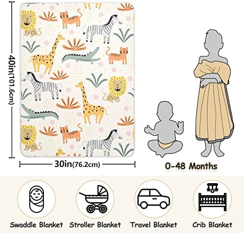Swaddle Claute Animal Cotton Cotton Conte за новороденчиња, примање ќебе, лесен меко залепетено ќебе за креветчето, шетач, расадници, ќебиња