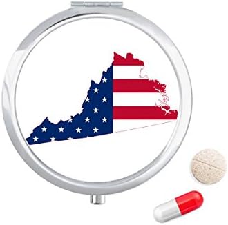 Вирџинија САД Мапа Ѕвезди Ленти Знаме Форма Пилула Случај Џеб Медицина Кутија За Складирање Контејнер Диспензерот