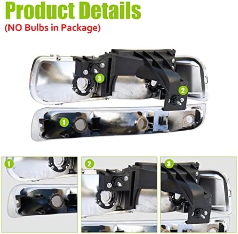 Ксифаер Фарови Собрание Компатибилен со 99-02 Силверадо 00-06 Приградски Тахо Дното Браник Светла
