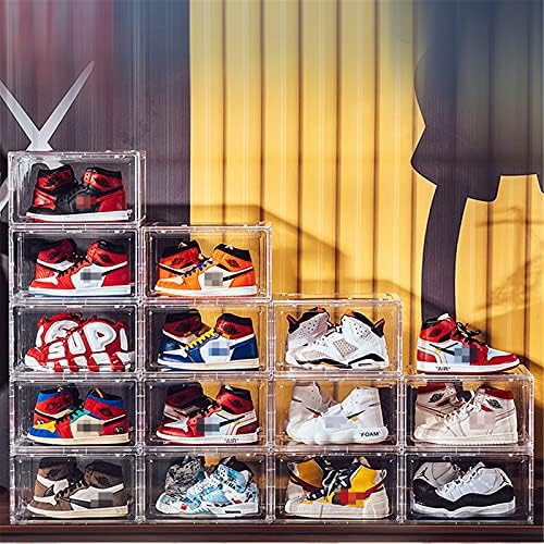 Bienka Stackable Cuns Cuns за складирање на чевли за чевли за чевли 3 кутии за складирање чевли за складирање пластични преклопни транспарентни