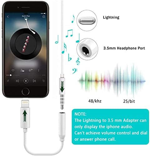 Молња до 3,5 мм Адаптер за приклучоци за слушалки, 3 пакет [Apple MFI сертифициран] Адаптер за слушалки Jackек за iPhone 3.5mm Aux кабел за кабел, компатибилен со iPhone13/SE 2020/12/11/XS/XR/X/8/7