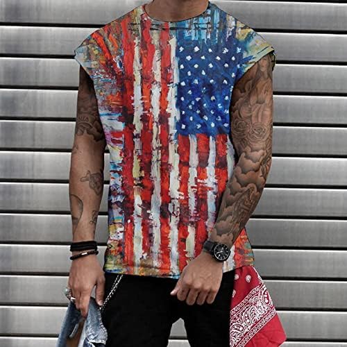 Bmisegm летен маж фустан кошула Денот на независност Ден 3Д печатено машко џемпер резервоар врвен случајен спортски резервоар врвни
