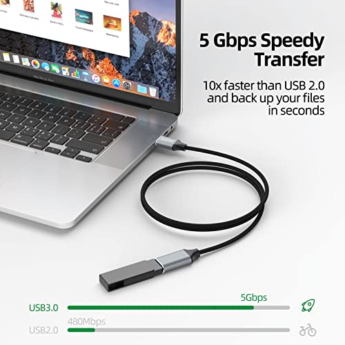 CLAVOOP USB Продолжен Кабел 3FT, USB 3.0 Продолжен Кабел МАШКИ До Женски НАЈЛОН Плетенка ЈАКНА USB Екстендер Компатибилен СО USB Флеш Диск, Печатач,