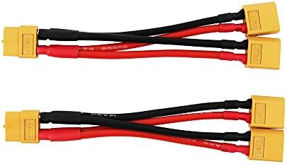 Oliyin 2PCS XT60 2-MALE до 1-женски паралелен адаптер жичен кабел 14awg 3,93inch за RC липо батерија