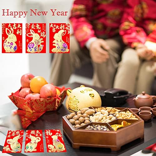 36 Парчиња Кинески Црвени Пликови, 2023 Година Кинеска Нова Година Зајачка Година Среќни Џебови За Пари Хонг Бао За Празничен Роденден