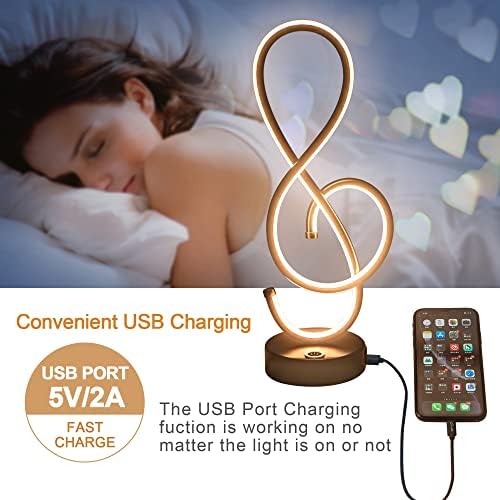 Лајп Модерна Столна Ламба, Лед Ноќна ламба Со USB Prot, Допир Без Чекор Затемнета ноќна Ламба, Уникатна музичка ламба за Спална