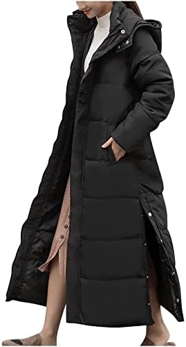 Женски зимски топло задебелен палто со папири плус големина патент надолу со јакна цврсто копче подели поглава памук подложен палто