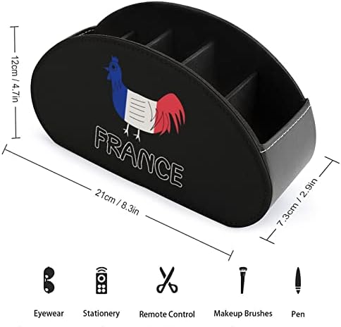 Француски Le Coq Gaulois држач за далечински управувач со 5 оддели PU кожа мултифункционално складирање Caddy Desktop Организатор кутија