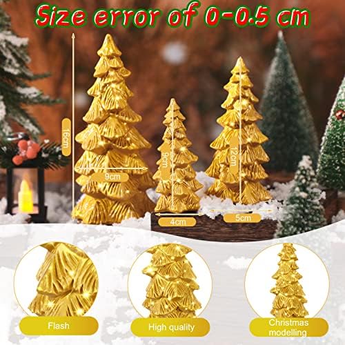 Spiareal 3 парчиња маса елка смола е новогодишно украсување на новогодишна елка блескава минијатурна елка таблета за новогодишна
