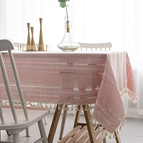 Правоаголник табела геометриски стил памучен постелнина маса ткаенина за прашина за табела за декорација на таблети за трпезарија во кујната