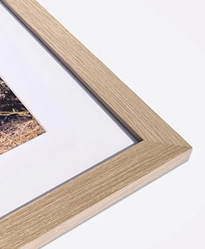 Skydrama Beige Wood Grain Style Frame- 20x20 Рамка за слика за прикажување на фотографии од 16x16 со мат или 20x20 фотографии без мат, wallид