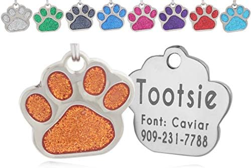 IO ознаки ознаки за миленичиња, персонализирани ознаки за кучиња и ознаки за мачки, обичај врежани, лесни за читање, симпатична сјајна шепа за миленичиња.