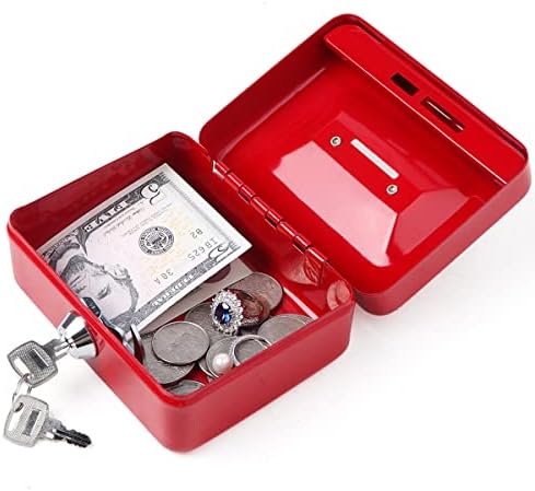Мала парична кутија со заклучување и слот, кутија за пари за заклучување, метална монета свинче банка за возрасни и деца