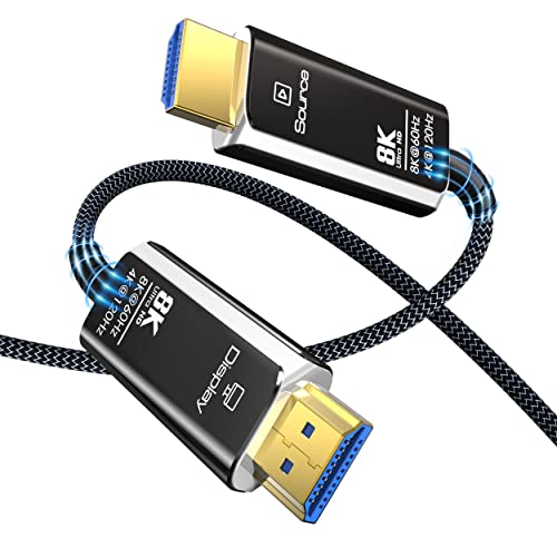 ДГУМЕН 8К Оптички кабел со оптички влакна HDMI Обичен стил и со тврдо носење плетенка најлон 30фејт