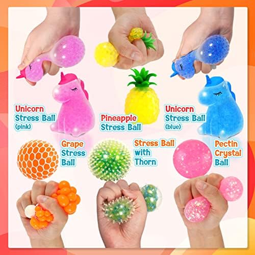 Сензорни топки за стрес за деца и возрасни - 24 пакувања со весели играчки за фигури - 80 компјутери Squishies, Mini Mochi Squishy