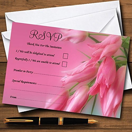 Топло Розова Цвеќе Персонализирани RSVP Картички