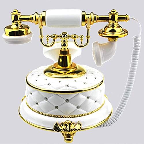 KLHHHG Ретро фиксна телефон за дома, гроздобер телефон старомоден класичен биро телефон со приказ на екранот и ревид, звучник