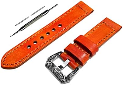 Никстон Портокалова четкана оригинална кожна лента компатибилна со Garmin Vivomove HR, Vivomove Luxe и Vivomove Stymerwatchs Smartwatches