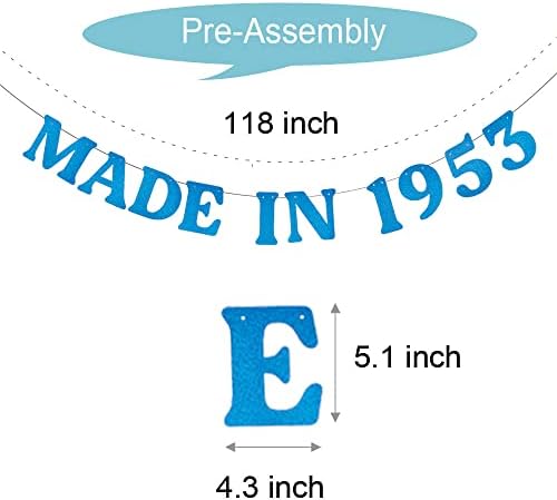 ВЕИАНДБО ИЗРАБОТЕН Во 1953 Синиот Сјај Банер, Пред-Нанижани, 70-Ти Роденден Декорации Бантинг Знак Позадини, НАПРАВЕНИ во 1953