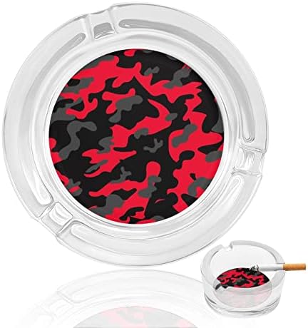 Црвено камуфлажа стаклена пепелска тркалезна цигари на држач за фиока за пепел за украси за внатрешни работи