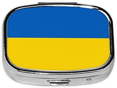 Знаме на Украина плоштад мини пилула кутија за патувања за медицински оддели Организатор Преносен метал пилула кутија