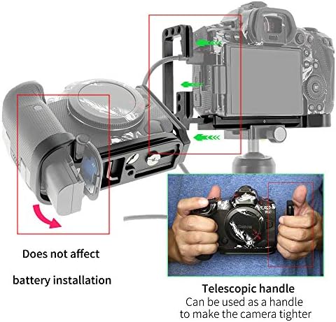 Плоча за заграда R5C R5 R6 L, Hersmay камера рака за зафат на раката за брзо ослободување Вертикална L заграда за Canon EOS R6 R5 R5C камера