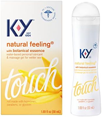 K-y природно чувство луб со ботаничка суштина, личен лубрикант и гел за масажа, формула базирана на вода, безбедна за употреба со силиконски