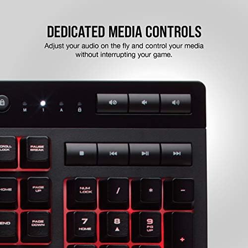 Corsair K55 RGB тастатура за игри - Тивки и задоволувачки клучеви за позадинско осветлување на LED - Контроли на медиуми - Вклучен одмор