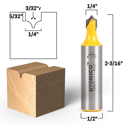 Јонико Жлебот Точка Сечење Заоблени Рутер Малку 3/32-Инчен Радиус 1/2-Инчен Стебло 13071