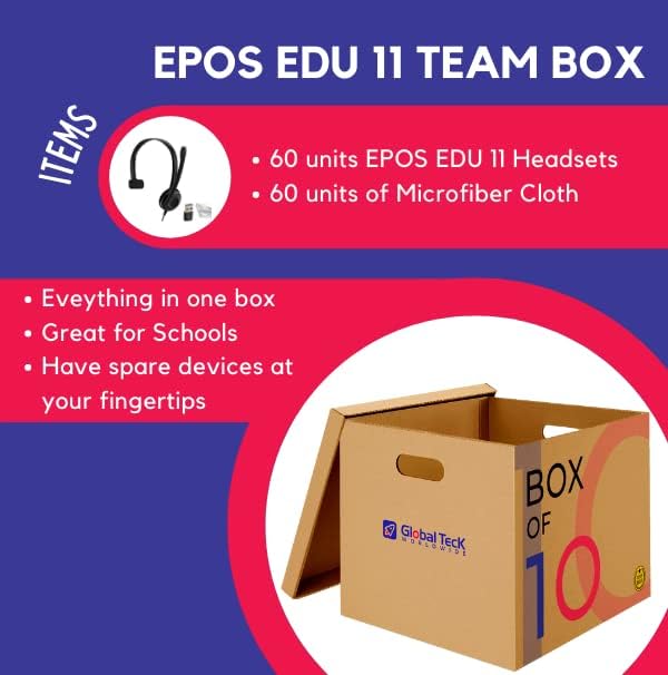 GTW Пакет НА EPOS EDU 11 USB Моно Слушалки Со Глобална Teck Микрофибер Крпа - Пакет За Училишта, училници, Канцеларии, Канцелариски