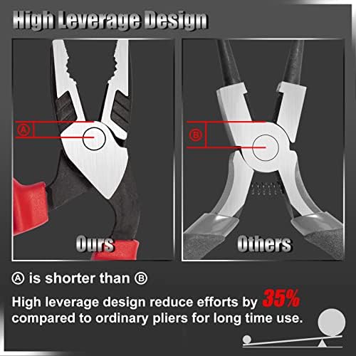 Leontool High Leverage Pliers Постави аголна глава 8 инчи долга игла нос клешти 7 инчи дијагонални сечење клешти 7 инчи комбинирани клештини професионални рачни алатки заштеда н?