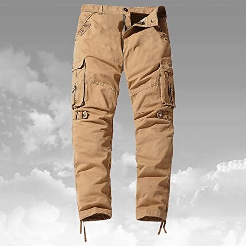 Мажи обични панталони со панталони повеќе џеб директно цврста боја на отворено, целокупна панталона модна спортска пантолона карго панталони опуштено вклопување