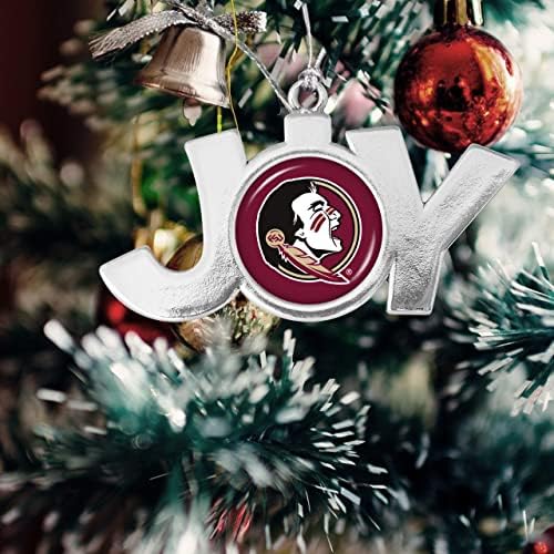 Од Срце Претпријатија Флорида Држава Семиноли Радост Со Логото На Тимот Сребрен Метал Божиќен Украс Подарок Дрво Декорација ФСУ