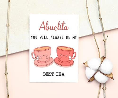 Abuelitia Вие секогаш ќе бидете мојата најдобра чаша - Смешна картичка за пено - Најдобра картичка за чај - картичка за Денот на мајката - картичка за бестинка Abuelita - чај lу