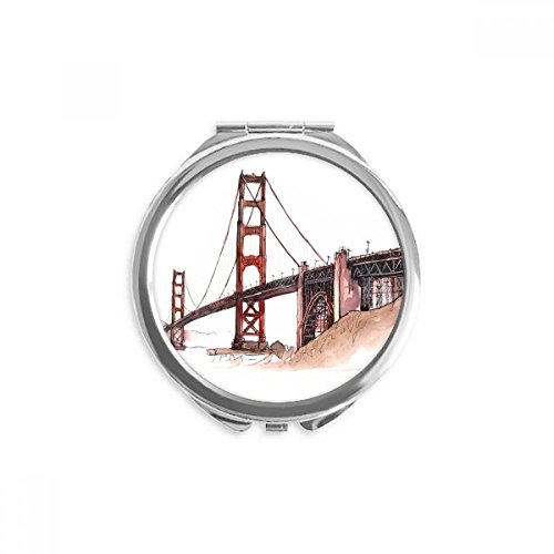 Мостот голден Гејт Во Америка Калифорнија Рачно Компактно Огледало Тркалезно Преносно Џебно Стакло