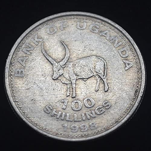 Уганда Монета 100 Прво Направи Случаен Животински Добиток Африканска Монета Стара Валута