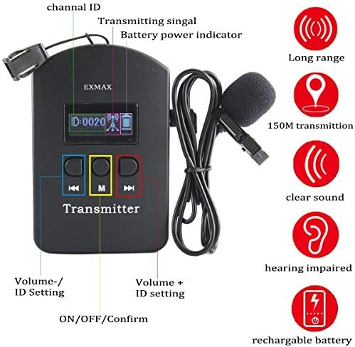 EXMAX EXD - 101 2.4 GHz Безжичен Јазик Систем За Толкување Аудио Визуелен Глас Акустичен Пренос За Црква, Настава,Превод,Обука, Бизнис Вип Прием