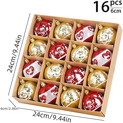 Божиќна декоративна кутија за подароци во боја, поставена креативна боја златна Божиќна топка, црвена елка топка, витраж стаклени пакувања