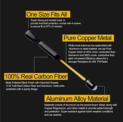Мини Автомобил Антена 4.7 Инчен Краток Јаглеродни Влакна Радио Антена За Форд, Тојота, ВВ, Ауди, Шевролет, Нисан И Хонда