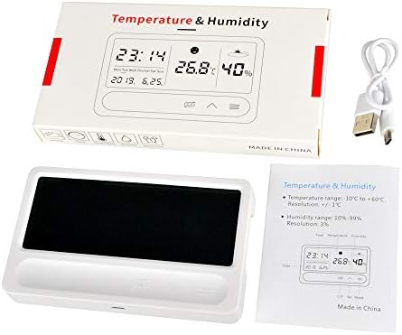 Мултифункционален Термометар За Полнење Хигрометар Автоматски Електронски Монитор За Влажност На Температурата Будилник Голем Лцд Екран