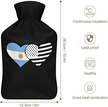 Аргентина знаме и американско знаме шишиња со топла вода гумена торба со топла вода со симпатична покривка за период на олеснување